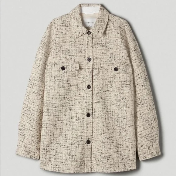 Aritzia Babaton tweed Joan shirt jacket shacket - size 1 (Small) NWOT - Picture 4 of 6